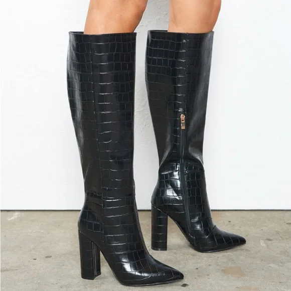 Billini Milla Croc Embossed Knee-High Boots Like New Size 10 - Picture 2 of 10